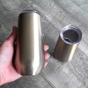 Pair platinum metallic insulated wine tumblers